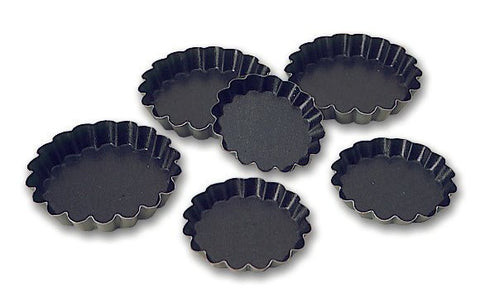 Matfer Bourgeat Steel Non - stick Fluted Quiche Molds 4" Pack of 12 (332658) - iFoodservice Online