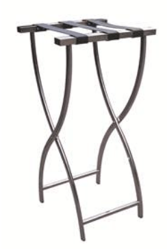 Pantheon Brushed Stainless Steel Tray Stand With 3 Black Leatherette Straps (MTS012 - BS) - iFoodservice Online