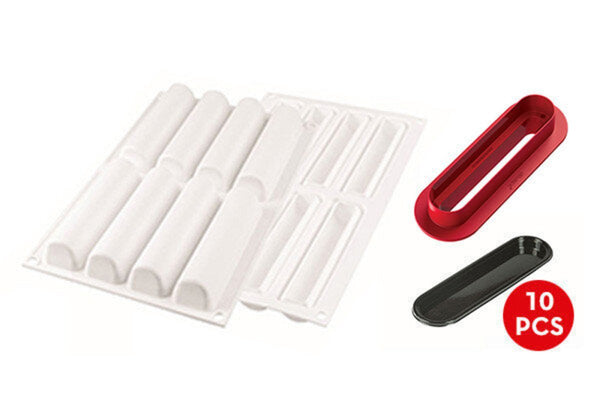 SILIKOMART CURVE CYLINDRE 75 - SILICONE MOULD 126x27 H 27 MM + 10 TRAYS + CUTTER (pack of 10) - iFoodservice Online